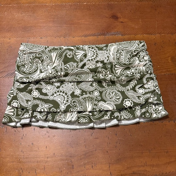 Athena for Eddie Bauer Olive and Cream Paisley swim skirt/bottoms sz 6 - Picture 9 of 9